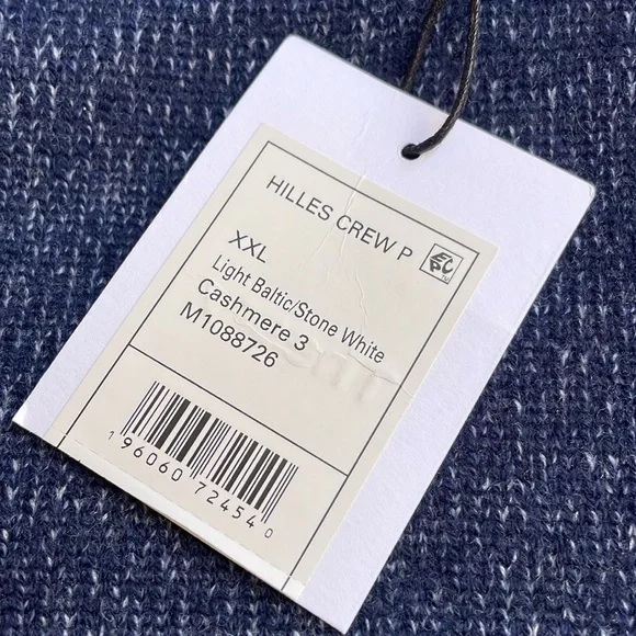NWT Theory Hilles Crew Cashmere Wool Sweater Blue Baltic Stone XXL